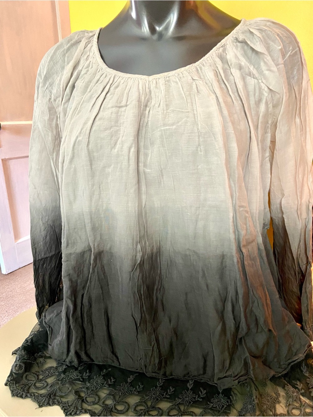 RAGA Gray Ombre Peasant Blouse